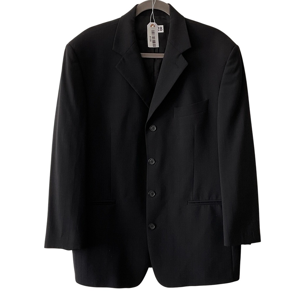 Vintage Surreys Florida Mens 42R Black Wool Pinstripe 3-Button Blazer Sport Coat